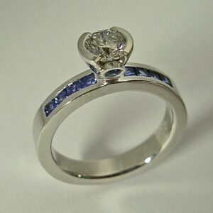 14-Karat-White-Gold-Engagement-Ring-with-Diamond-and-Sapphire-by-Southwest-Originals-505-363-7150