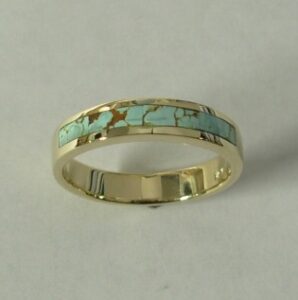 Gold and Turquoise Wedding Band by Southwest Originals 505-363-7150