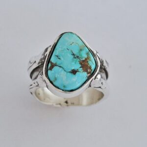 Sterling Silver ring with Nevada Turquoise by Southwest Originals 505-363-7150
