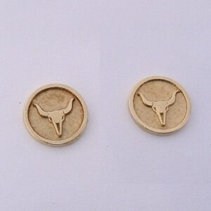 Yellow Gold Steer Skull Earrings by Southwest Originals 505-363-7150